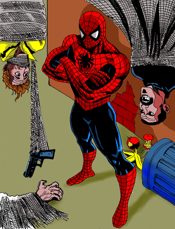 SPIDERMAN WEBBBED UP CRIMINALS marvel comic art