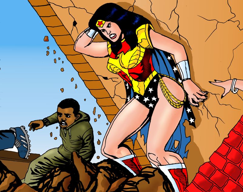 wonderwoman rescue dc comic art